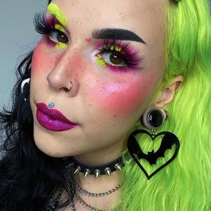 NWT Heart Bat Hoops Plugs Gauges Dangle Earring